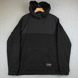 Quiksilver Mens M Pullover Hoodie Charcoal Heather Gray Colorblock Hiking Gorp